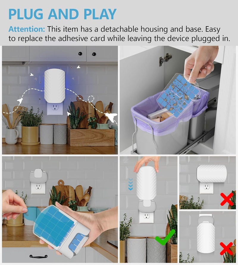 WowCatch 5PCS Refills for Flying Insect Trap N386E, Original Super Sticky Cards, High Efficiently Stick Fruit Flies, Gnats, Moths, and Houseflies (Refill Only) - Image 4